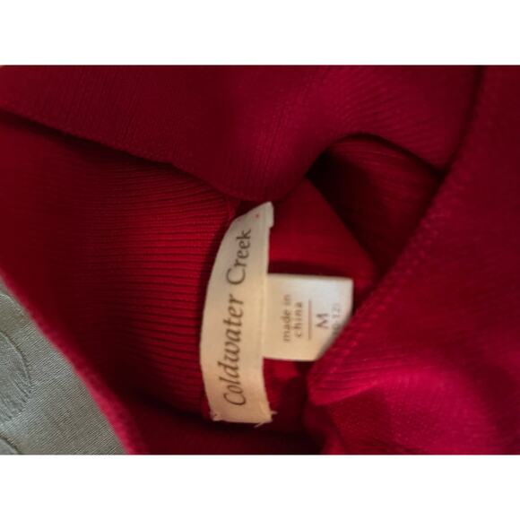 Coldwater Creek split neck silk blend turtleneck M Excellent Fall Red Soft ribbe - Picture 3 of 5